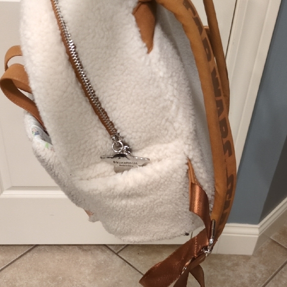 Disney Parks Loungefly Star Wars White and Brown Backpack with Grogu Character - Picture 6 of 13